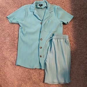 Mens Pleated 2 Piece short set